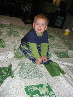 James Day on a Green Quilt